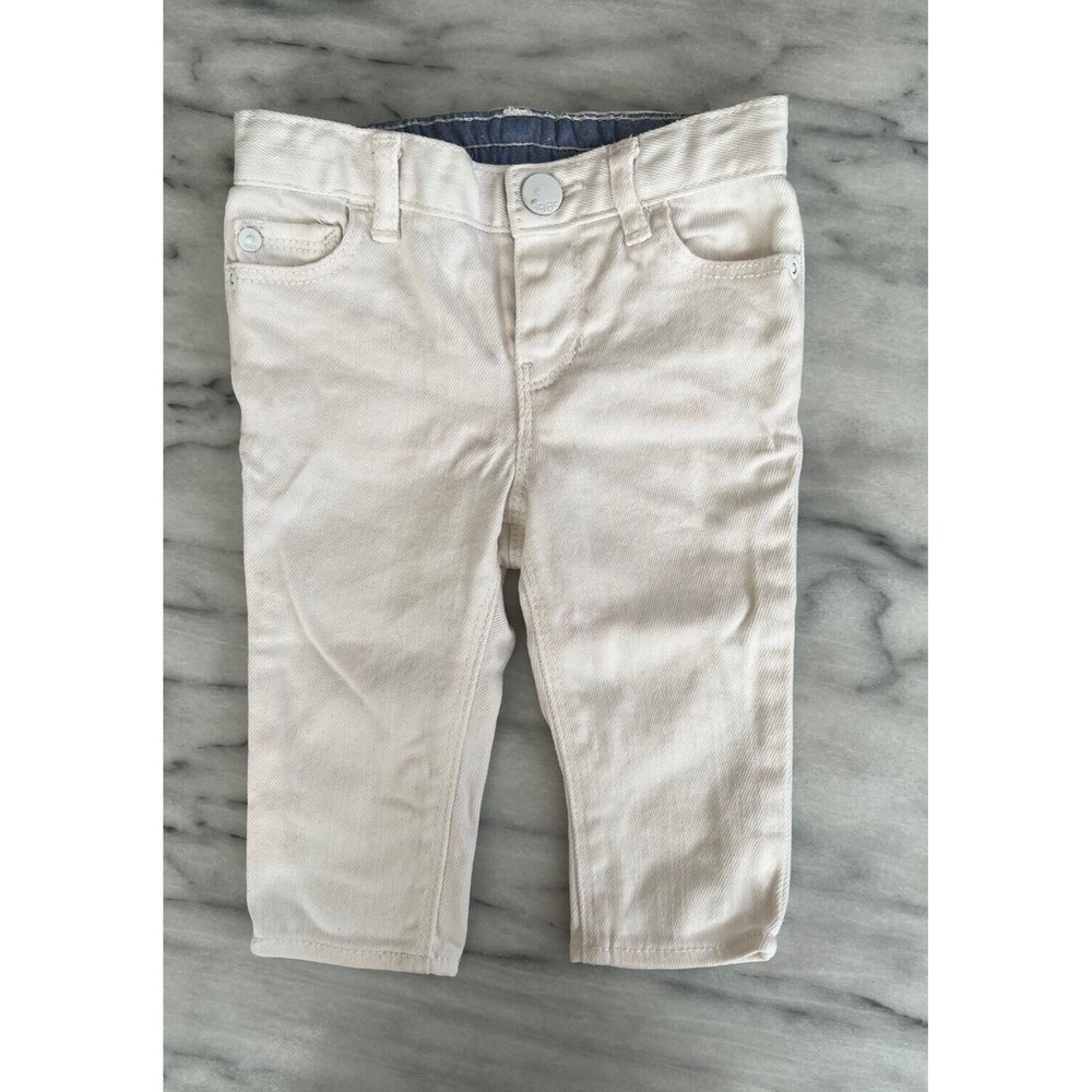 Baby Girl Jean sz 6 12M Skinny White Denim Capri 5 Pocket Snap Stretch Gap 1969